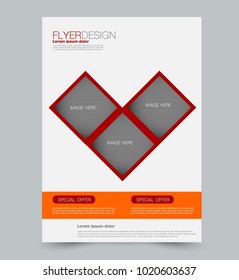Red and orange business flyer. a4 pribtable poster or brochure. Vector illustration.