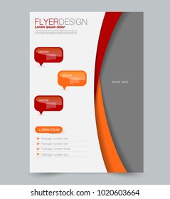 Red and orange business flyer. a4 pribtable poster or brochure. Vector illustration.