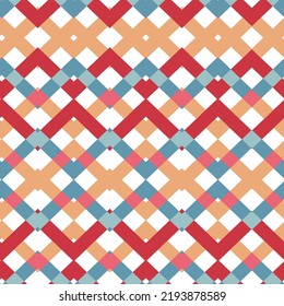 red and orange Cage Fabric Vector Seamless Pattern. Fashion Cell Design. Tartan Hand Background. Blue Line Fall Pattern.