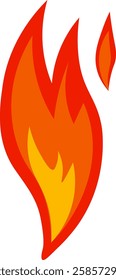 Red and orange cartoon fire flames burning brightly create a vibrant, energetic visual. The stylized design captures the essence of heat and power, evoking feelings of warmth and intensity