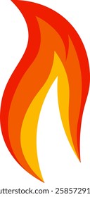 Red and orange cartoon fire flames burning with a white background creating a warm and inviting atmosphere, perfect for representing concepts related to heat, energy, and passion