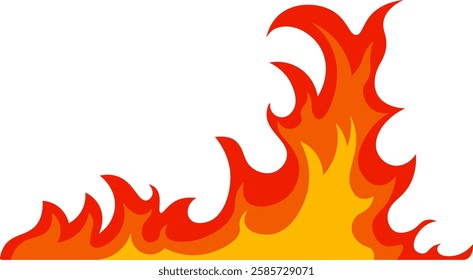 Red and orange cartoon flames burning with a wildfire effect create a vibrant and dynamic visual against a white background, capturing the intense energy and heat of fire