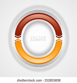 Red and orange circle on the light background. Design elements.