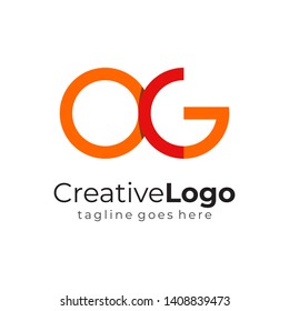 Red Orange Circular Initial Letter O and G Business Logo Flat Vector Design