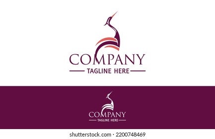 Red and Orange Color Abstract Circle Stork Bird Logo Design