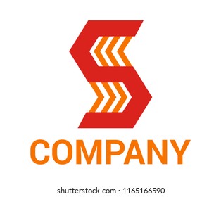 red and orange color generic arrow abstract mark symbol logo design idea concept illustration for architecture company, technology corporate or any use. shape letter s