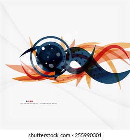 Red and orange color lines composition. Abstract wave background