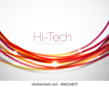 Red and orange color lines in swirl circle vector background