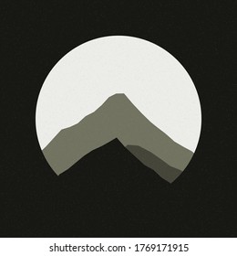 Red Orange color Mountains rocks silhouette art logo design illustration
