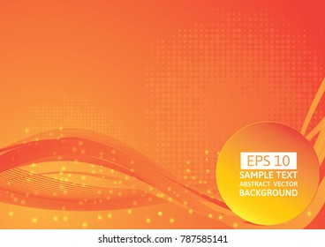 Red and orange color wave abstract background, Vector illustration with copy space