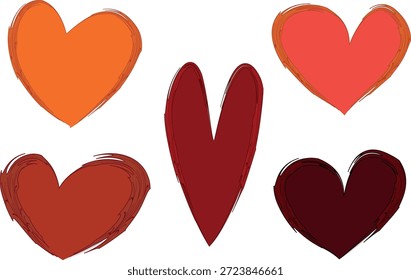 cores laranja vermelho padrão abstrato corações banners