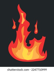 Red and orange colors fire effect for bonfire or campfire. Vector illustration in comic cartoon design