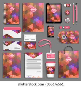 Red orange Corporate identity template set. Business stationery mock-up with logo. Branding design. 