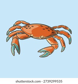 Red Orange Crab Ocean Creature Illustration