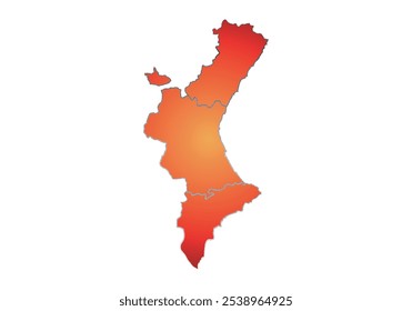 Red and orange danger map of the Valencian Community (Spain)