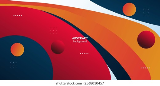 Red, orange and dark blue waves. Abstract paper cut. Abstract colorful waves. Wavy banner. Colorful geometric shapes. Vector Eps10