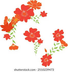  Red and orange Decorative Flower vector design 