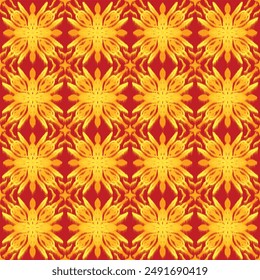 Red Orange ethnic seamless pattern, Embroidery style, abstract background, fabric Seamless pattern, embroidery
