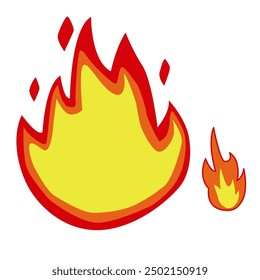 red and orange fire flame. flat style