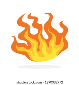 Red and orange fire flame. Hot flaming element. Idea of energy and power. Isolated vector illustration
