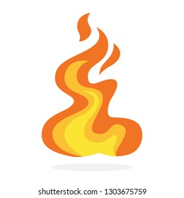 Red and orange fire flame. Hot flaming element. Idea of energy and power. Isolated vector illustration