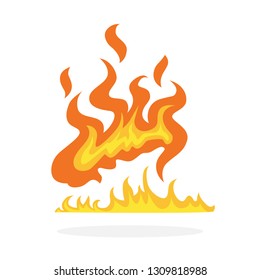 Red and orange fire flame. Hot flaming element. Idea of energy and power. Isolated vector illustration
