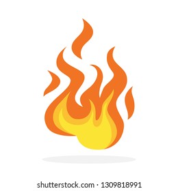 Red and orange fire flame. Hot flaming element. Idea of energy and power. Isolated vector illustration