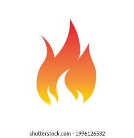 Llama de fuego roja y naranja. Energía de llama caliente sobre fondo blanco. Ilustración del vector