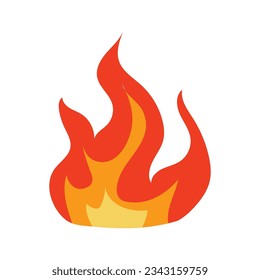 red and orange fire flame. Part of hot flaming element. Idea of energy and power. Isolated vector illustration in flat style