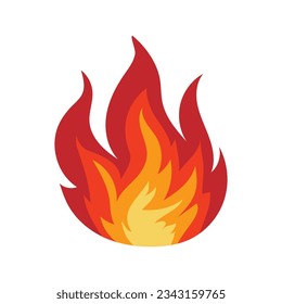 red and orange fire flame. Part of hot flaming element. Idea of energy and power. Isolated vector illustration in flat style