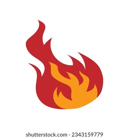 rote und orangefarbene Feuerflamme. Teil des Warmflammenelements. Idee von Energie und Macht. Einzige Vektorgrafik im Flachstil