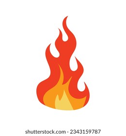 red and orange fire flame. Part of hot flaming element. Idea of energy and power. Isolated vector illustration in flat style