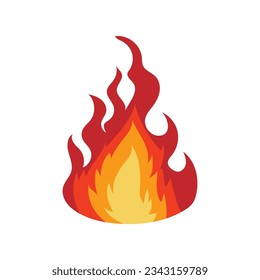 red and orange fire flame. Part of hot flaming element. Idea of energy and power. Isolated vector illustration in flat style