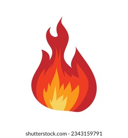 rote und orangefarbene Feuerflamme. Teil des Warmflammenelements. Idee von Energie und Macht. Einzige Vektorgrafik im Flachstil