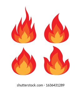 Icono de conjunto de llamas de fuego rojo y naranja. El concepto de un logotipo plano o una meta de poder para el éxito.