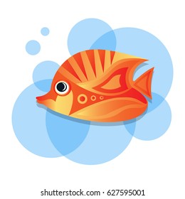 red and orange fish illustration, exotic fish drawing isolated