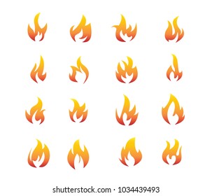 red orange flaming fire clip art logo vector set template