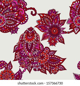 Red and orange floral seamless pattern.