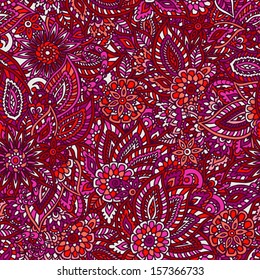 Red and orange floral seamless pattern.