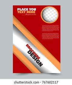 Red and orange flyer design. Abstract brochure or annual report template. Vector illustration. 