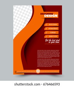 Red and orange flyer vector design template. Business brochure. Annual report or magazine cover. 
