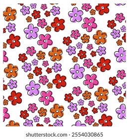 red, orange and fuchsia flower pattern