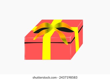 A red or orange gift or present with light yellow ribbons for lovers, parents, children or friends for holidays like mother's day, father's day, valentine's day ,Christmas, birthday or special events