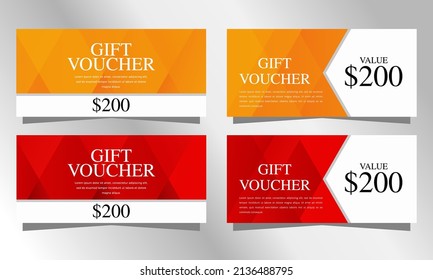 red and orange gift voucher template set