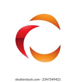 Red and Orange Glossy Crescent Shaped Letter C Icon on a White Background