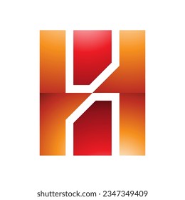 Red and Orange Glossy Letter H Icon with Vertical Rectangles on a White Background