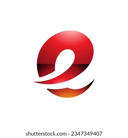 Red and Orange Glossy Lowercase Letter E Icon with Soft Spiky Curves on a White Background