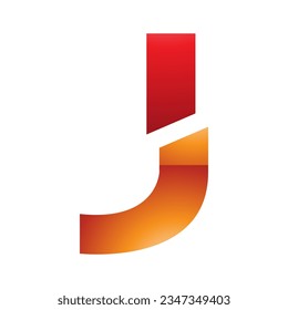 Red and Orange Glossy Split Shaped Letter J Icon on a White Background