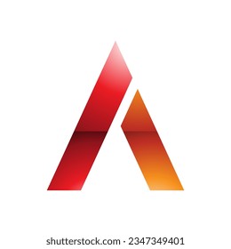 Red and Orange Glossy Trapezium Shaped Letter A Icon on a White Background