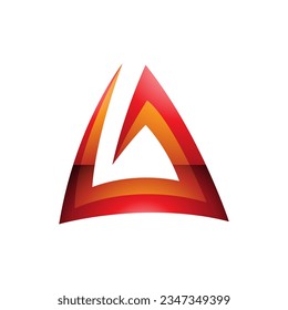 Red and Orange Glossy Triangular Spiral Letter A Icon on a White Background